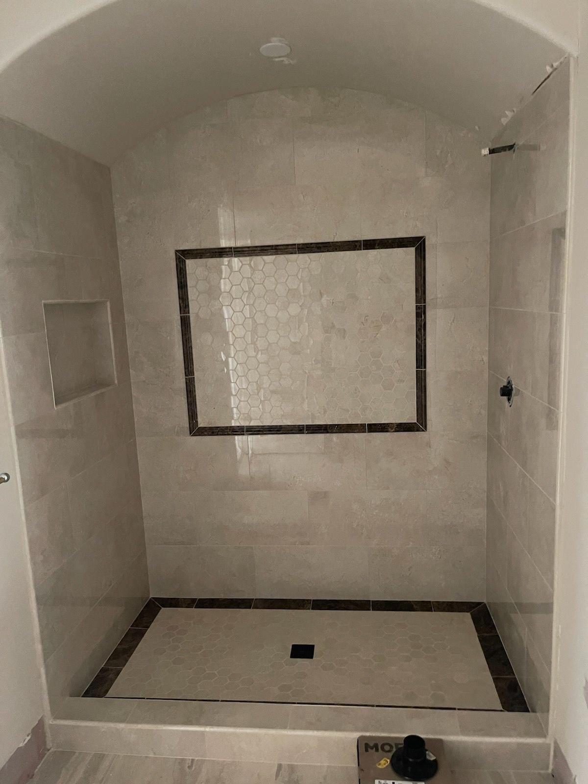 Shower Tile with Hexagon Detail